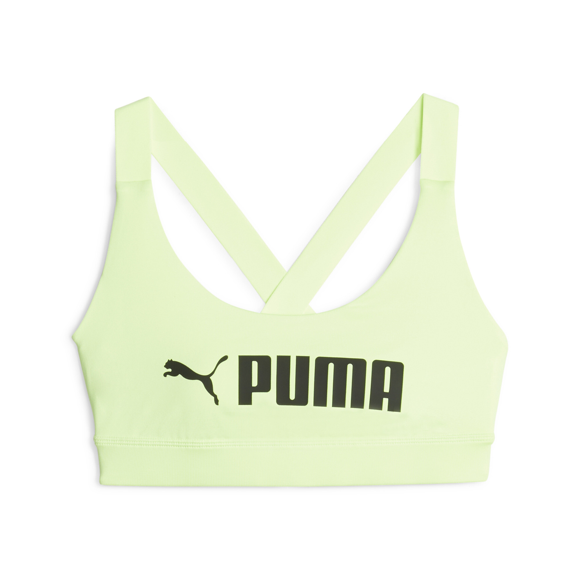 Women's PUMA Fit Mid Impact Training Bra In Green, Size Medium, Polyester