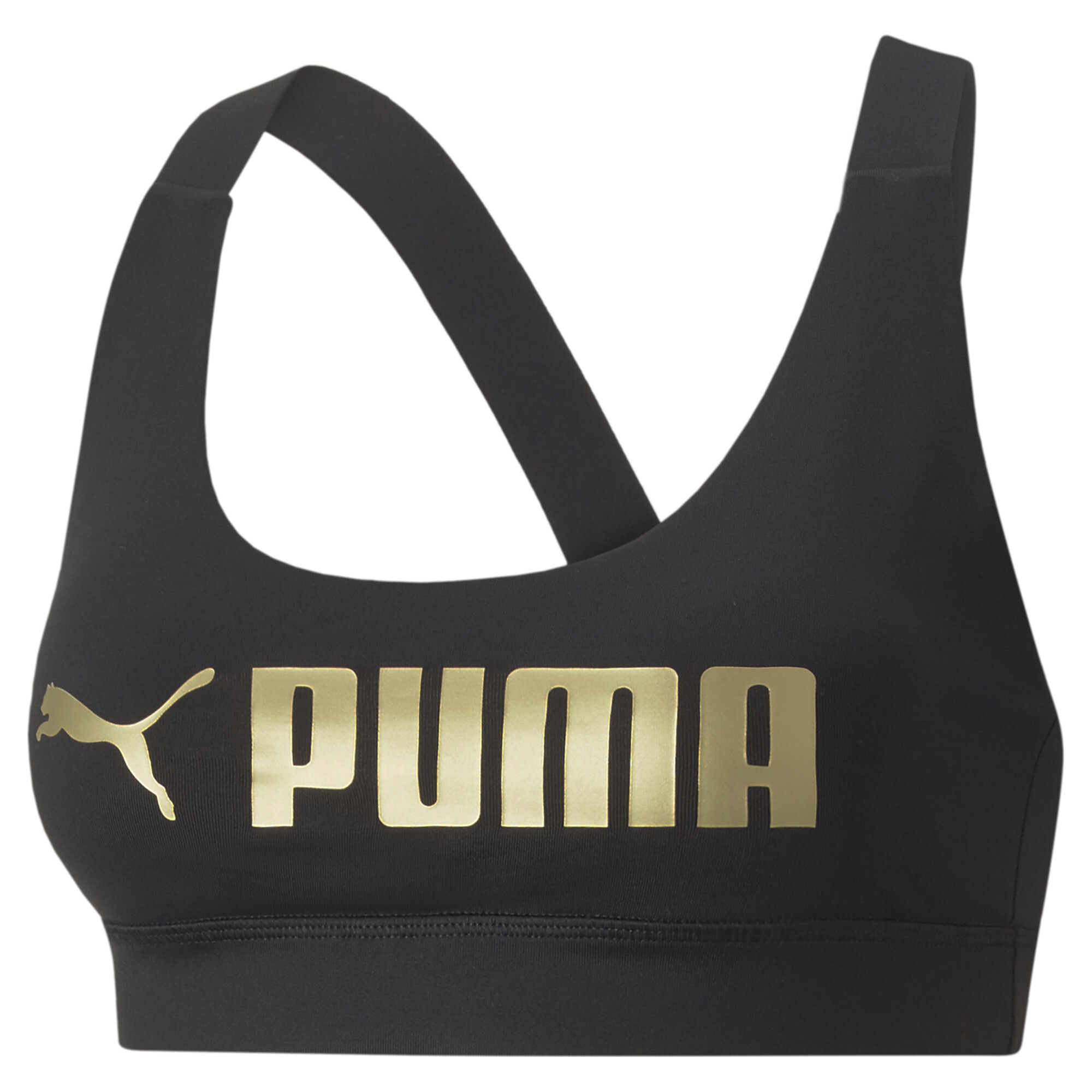 Women's PUMA Fit Mid Impact Training Bra In Black, Size XL