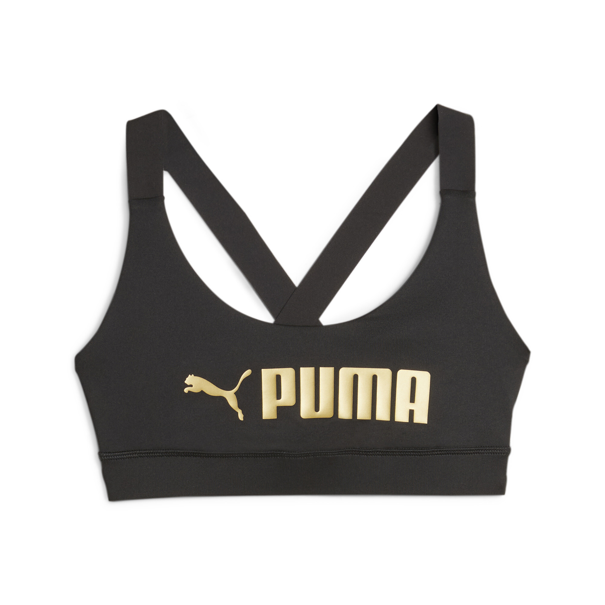 Women's Puma Fit Mid Impact Training Bra, Black, Size L, Clothing