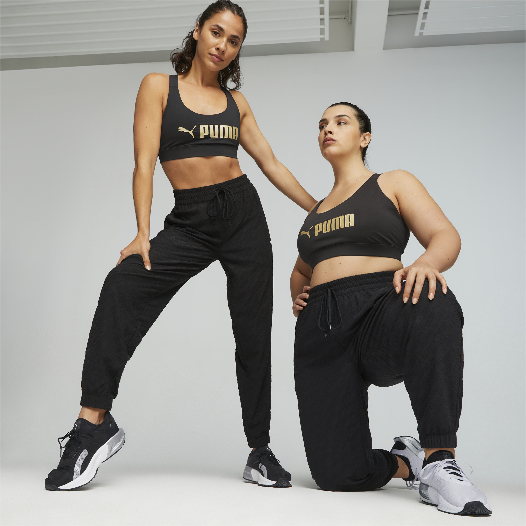 Women's Puma Fit Mid Impact Training Bra, Black, Size L, Clothing