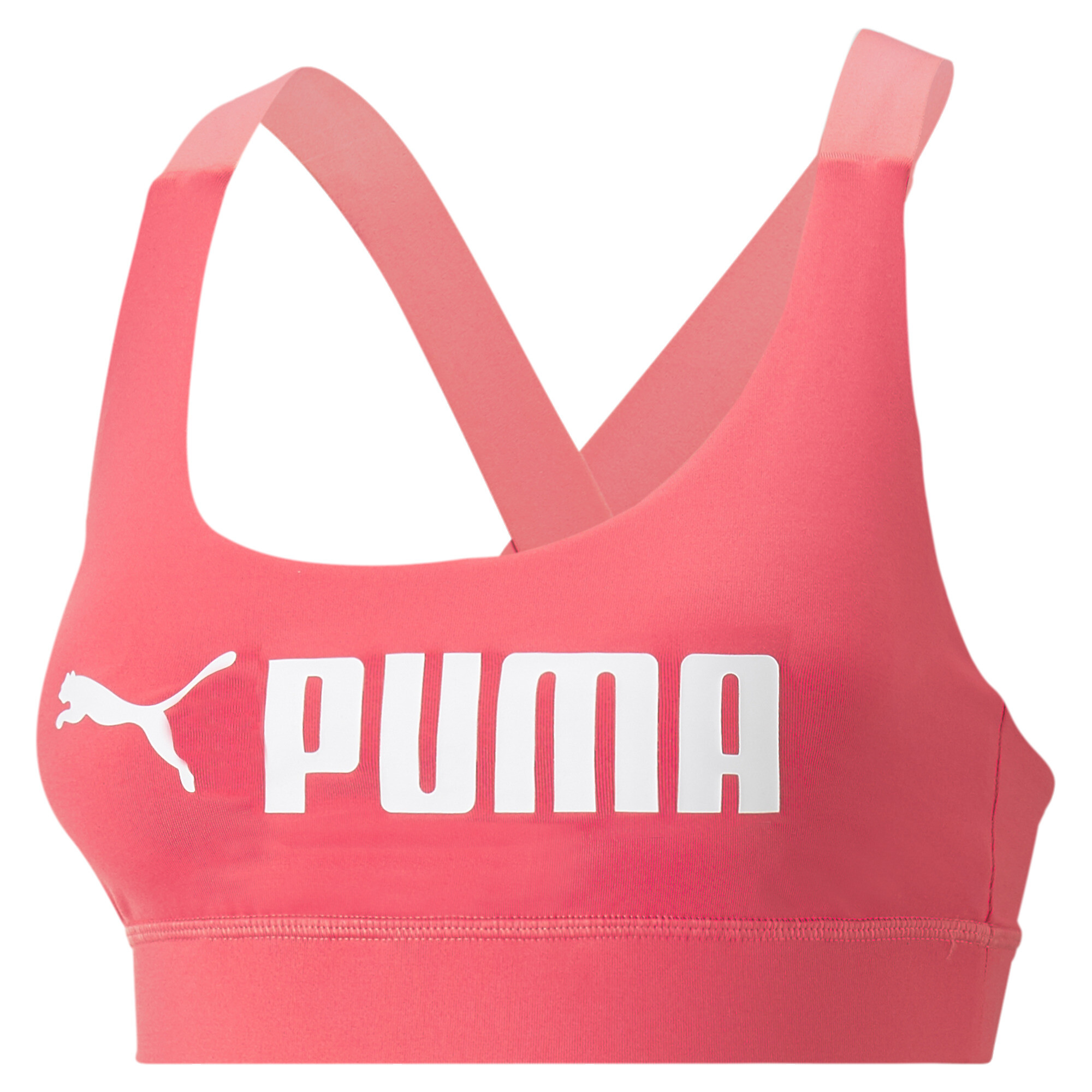 Women's Puma Fit Mid Impact Training Bra, Pink, Size S, Clothing