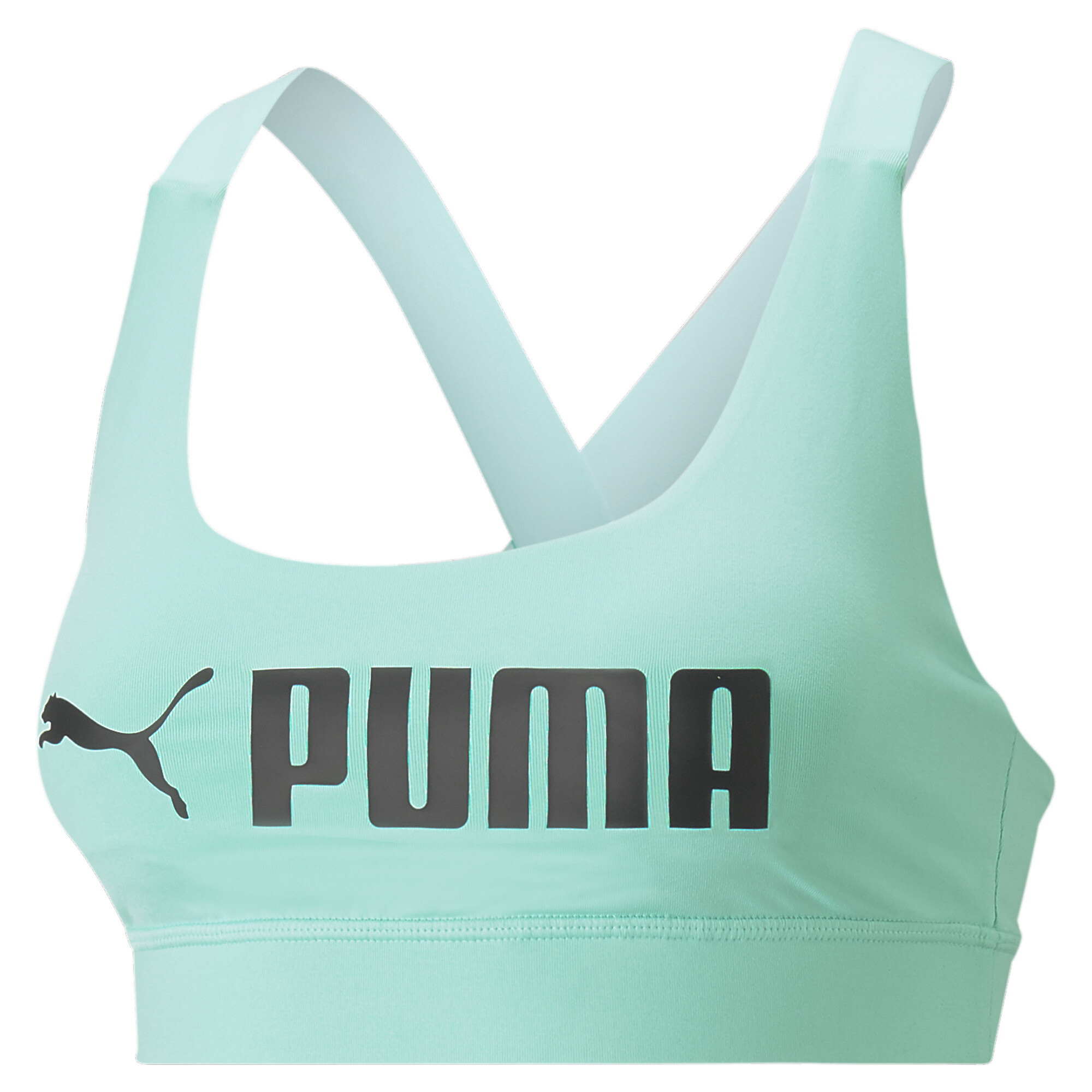Women's PUMA Fit Mid Impact Training Bra In Green, Size Small
