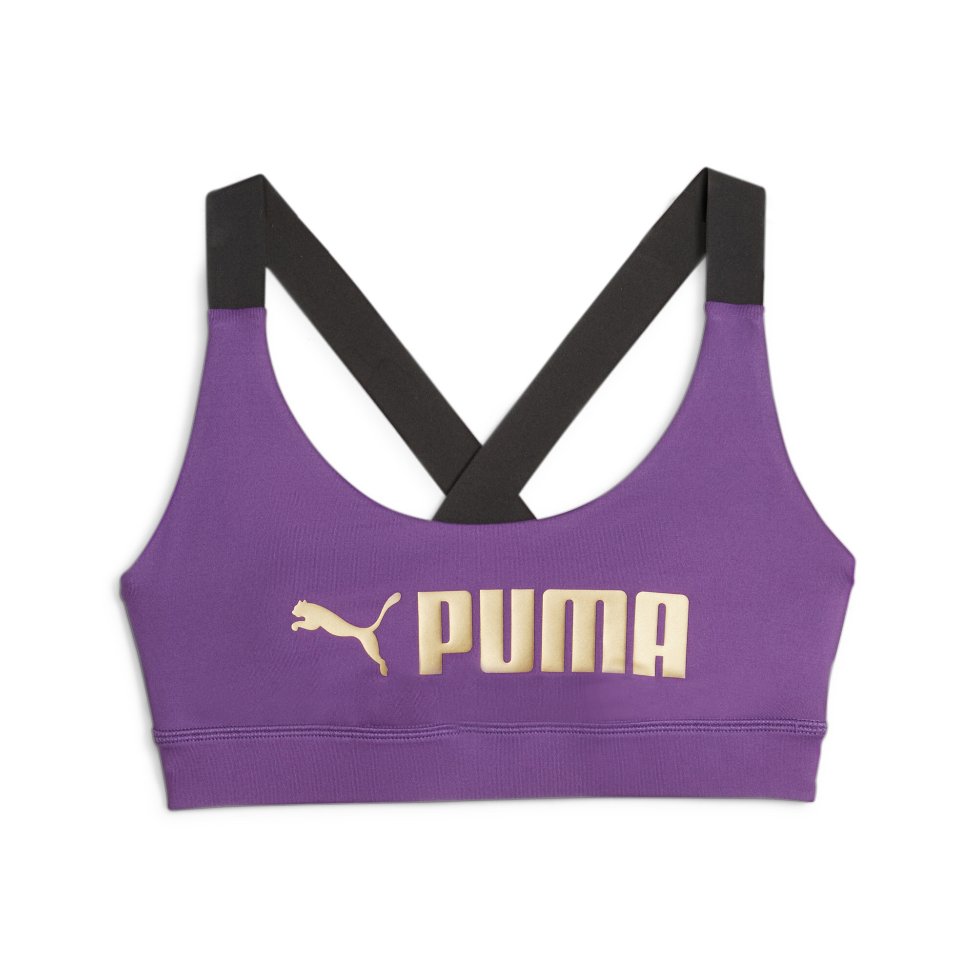 Women's PUMA Fit Mid Impact Training Bra In Purple, Size Large, Polyester