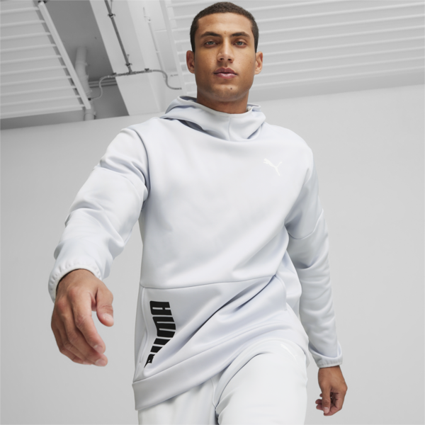 Train All Day PWRFleece Hooded Training Sweatshirt Men, Silver Mist, large-ZAF