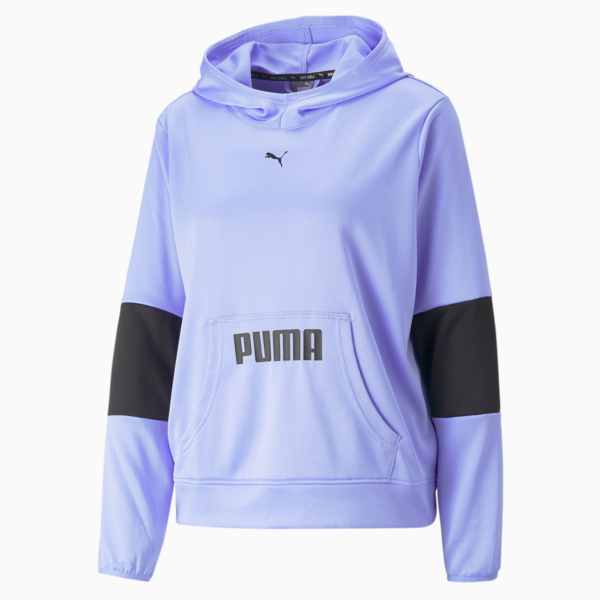 Buzo de training con capucha para mujer Train All Day, Elektro Purple-PUMA Black, large-ARG