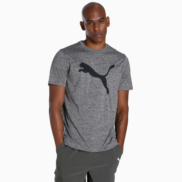 Favourite Heather Cat Training Tee Men, Medium Gray Heather-Black cat, large-MEX