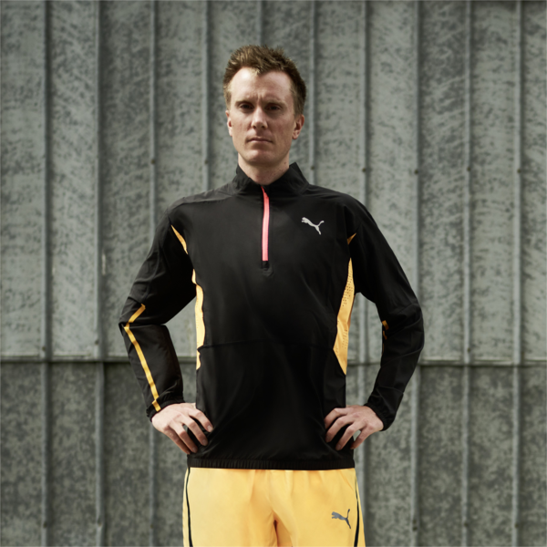 Run Ultraweave Woven Running Jacket Men, Puma Black-Sun Stream, large-ZAF