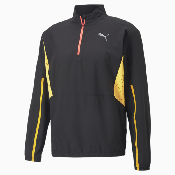 Run Ultraweave Woven Running Jacket Men, Puma Black-Sun Stream, large-ZAF
