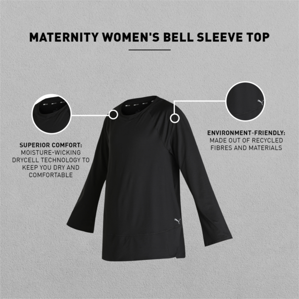 Maternity Bell Sleeve Training Top Women, Light Gray Heather, large-ZAF