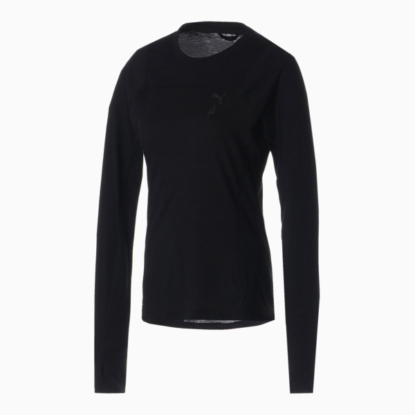 SEASONS Wool Long Sleeve Running Tee Women, Puma Black, large-ZAF