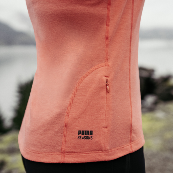 SEASONS Wool Long Sleeve Running Tee Women, Salmon, large-ZAF