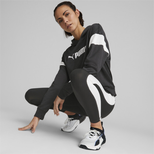 PUMA Fit Tech Knit Training Hoodie Women, PUMA Black Heather-PUMA White, large-ZAF