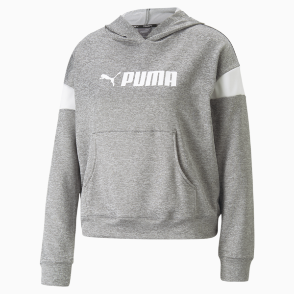 Buzo de training con capucha PUMA Fit Tech para mujer, Medium Gray Heather, large-ARG