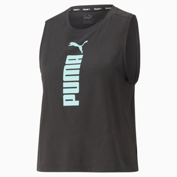 PUMA Fit Tri-blend Training Tank Top Women, PUMA Black-Electric Peppermint, large-ZAF