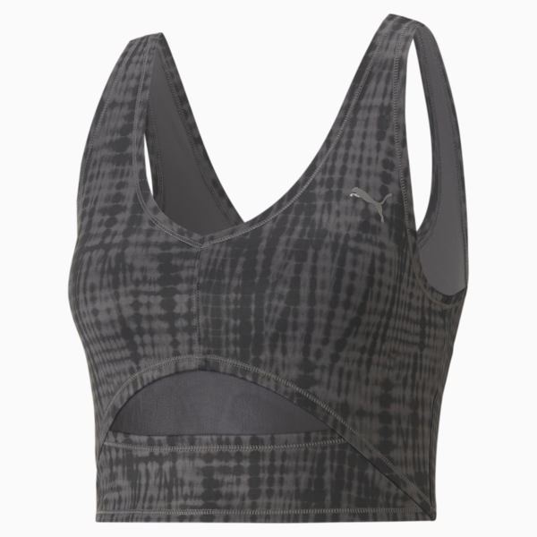 Top corto de training estampado Studio para mujer, PUMA Black-SHIBORI, large-ARG
