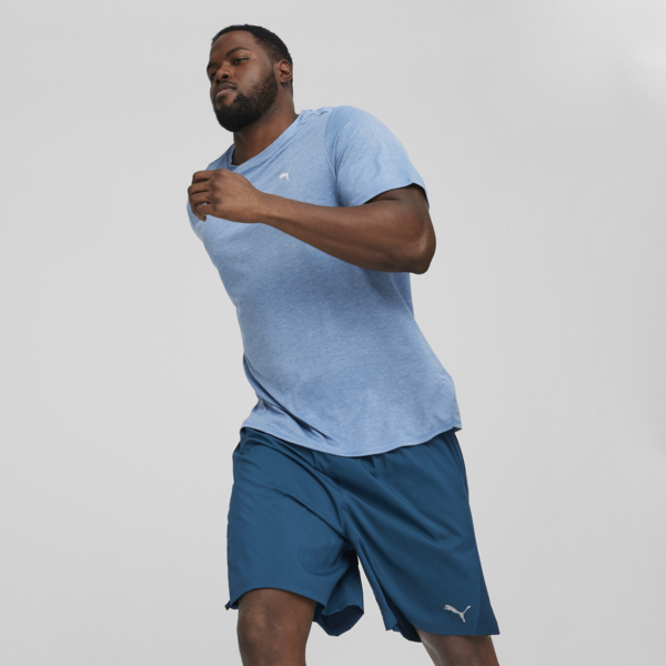 RUN FAVOURITE Heather Running Tee Men, Zen Blue Heather, large-ZAF