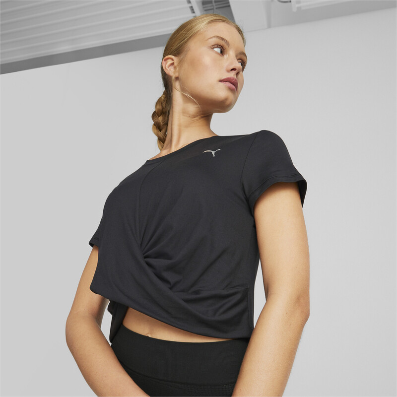 Women's PUMA Studio Yogini Lite Twist Crop Top in Black size XL