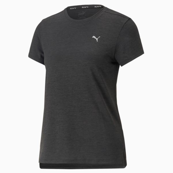 Playera para correr jaspeada Run Favourite para mujer, PUMA Black Heather, large-MEX