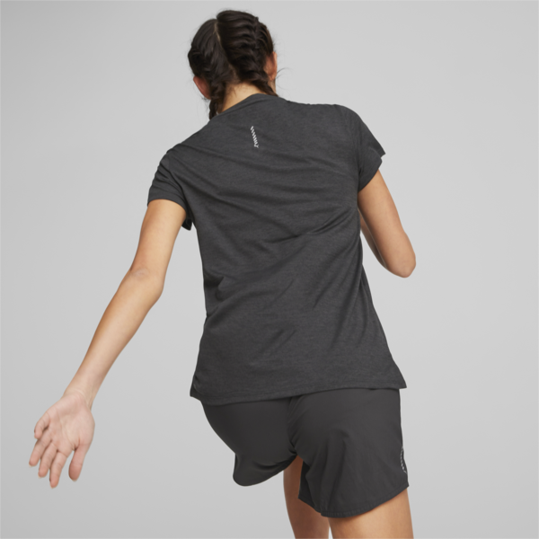 Playera para correr jaspeada Run Favourite para mujer, PUMA Black Heather, large-MEX