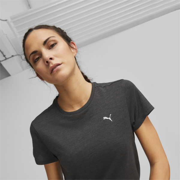 Playera para correr jaspeada Run Favourite para mujer, PUMA Black Heather, large-MEX