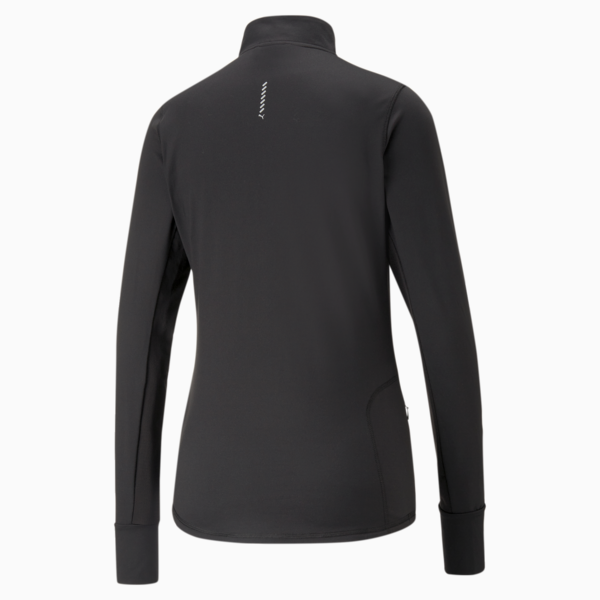 Playera para correr para mujer Run Favourite con cremallera de un cuarto, PUMA Black, large-MEX