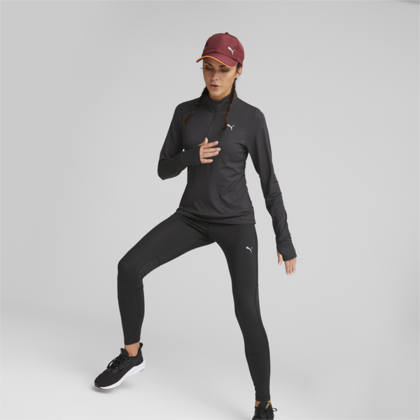 Playera para correr para mujer Run Favourite con cremallera de un cuarto, PUMA Black, large-MEX