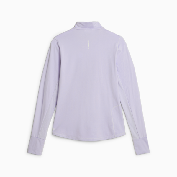 Playera para correr para mujer Run Favourite con cremallera de un cuarto, Vivid Violet, large-MEX
