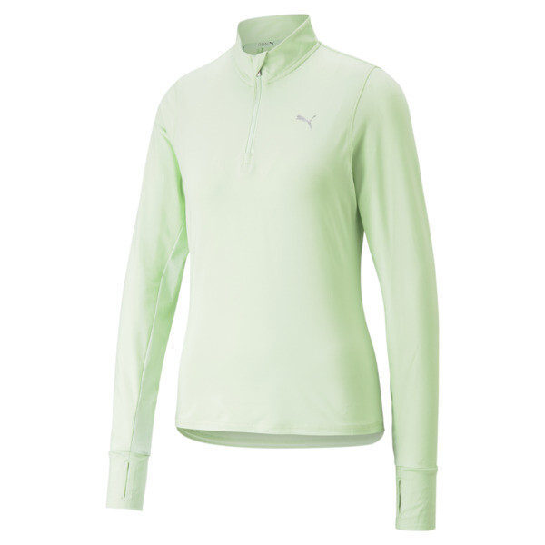 Buzo con cierrre de 1/4 RUN FAVORITE para mujer, Light Mint, large-ARG