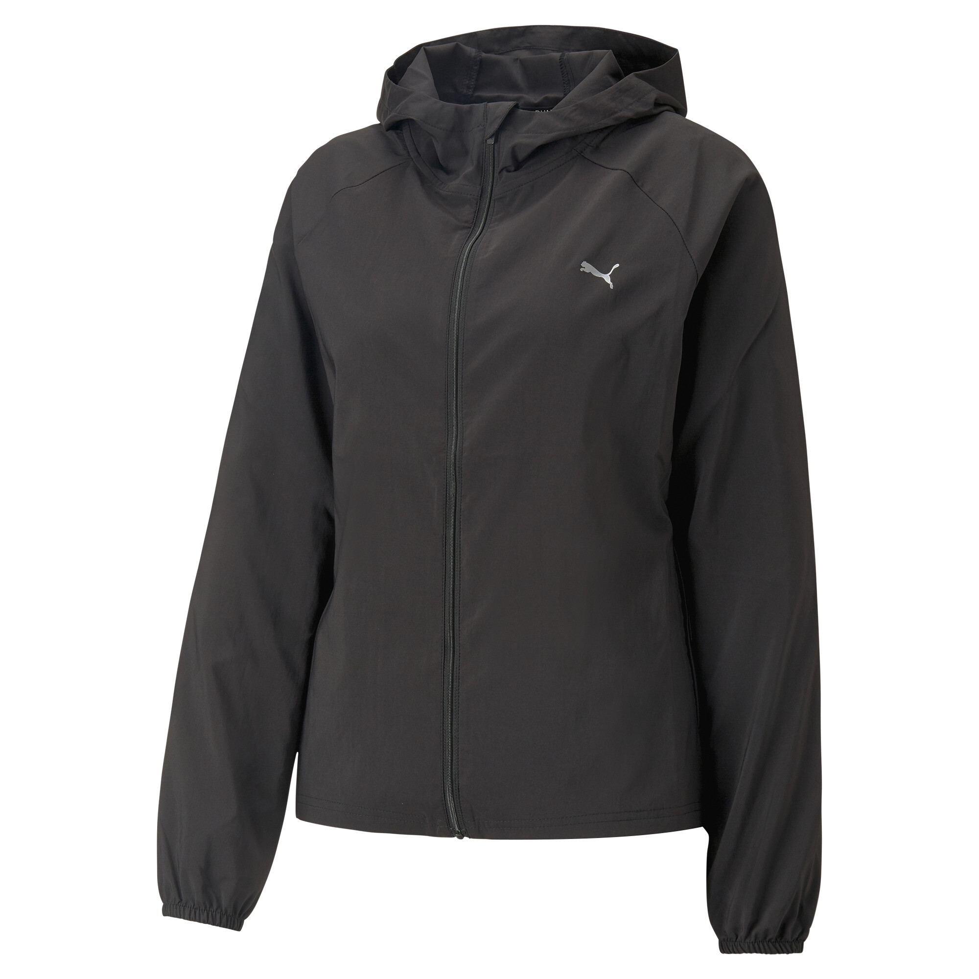 Women's Puma RUN FAVOURITE Hood Woven Jacket, Black, Size XS, Clothing