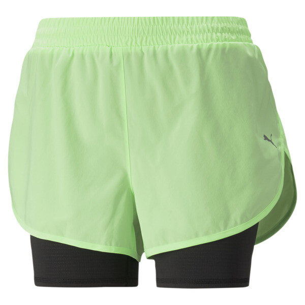 Shorts de running 2 en 1 Run Favourite para mujer, Fizzy Lime-PUMA Black, large-ARG