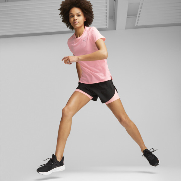 Shorts de running 2 en 1 Run Favourite para mujer, PUMA Black-Koral Ice, large-ARG