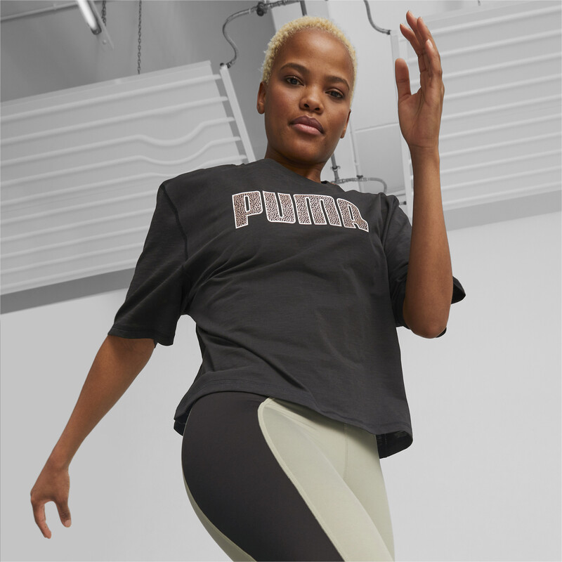 Women's PUMA WOMENS GRAPHIC Crew Neck T-shirt in Black size L