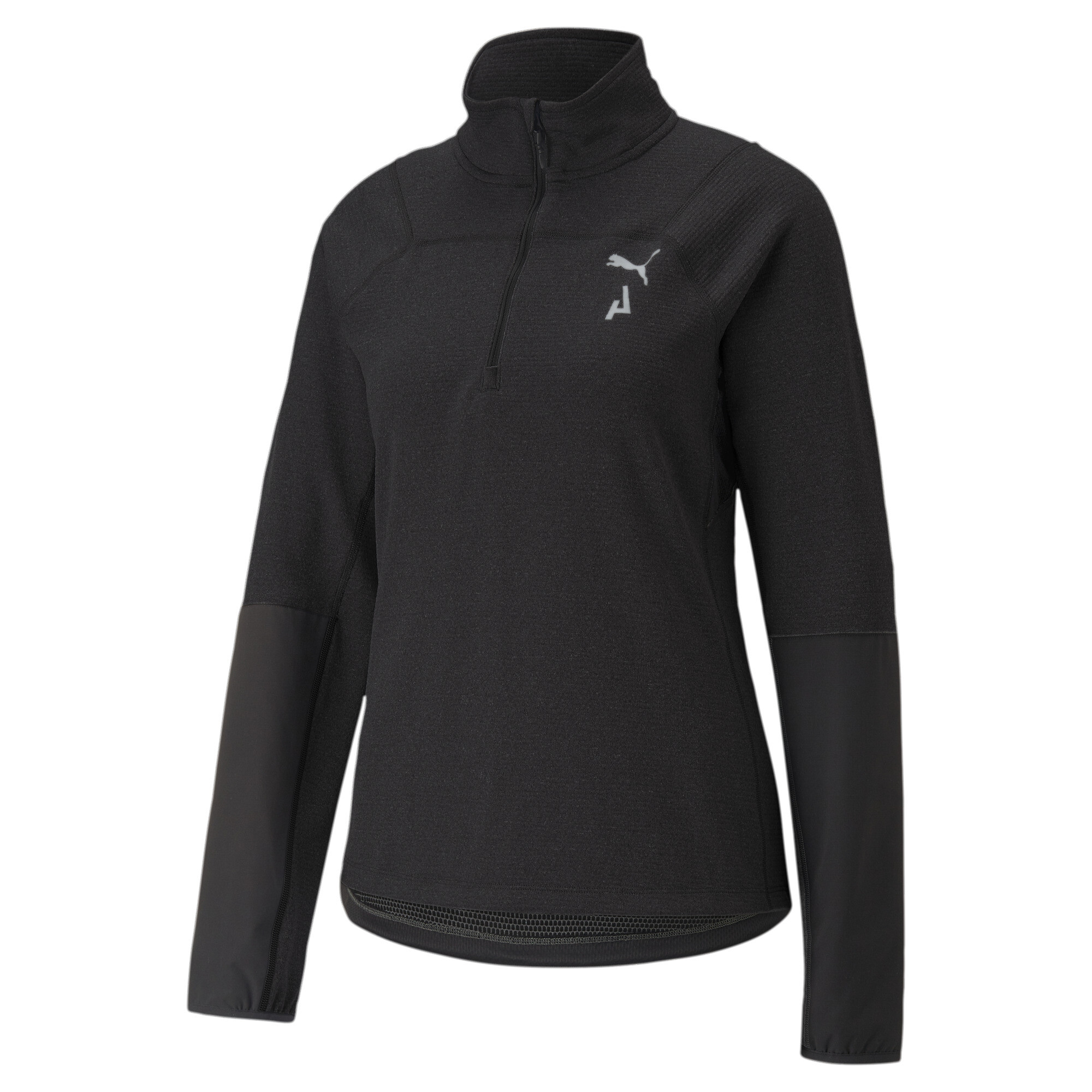 Women's Puma SEASONS Trail Running Half-Zip Pullover Top, Black, Size XL, Clothing