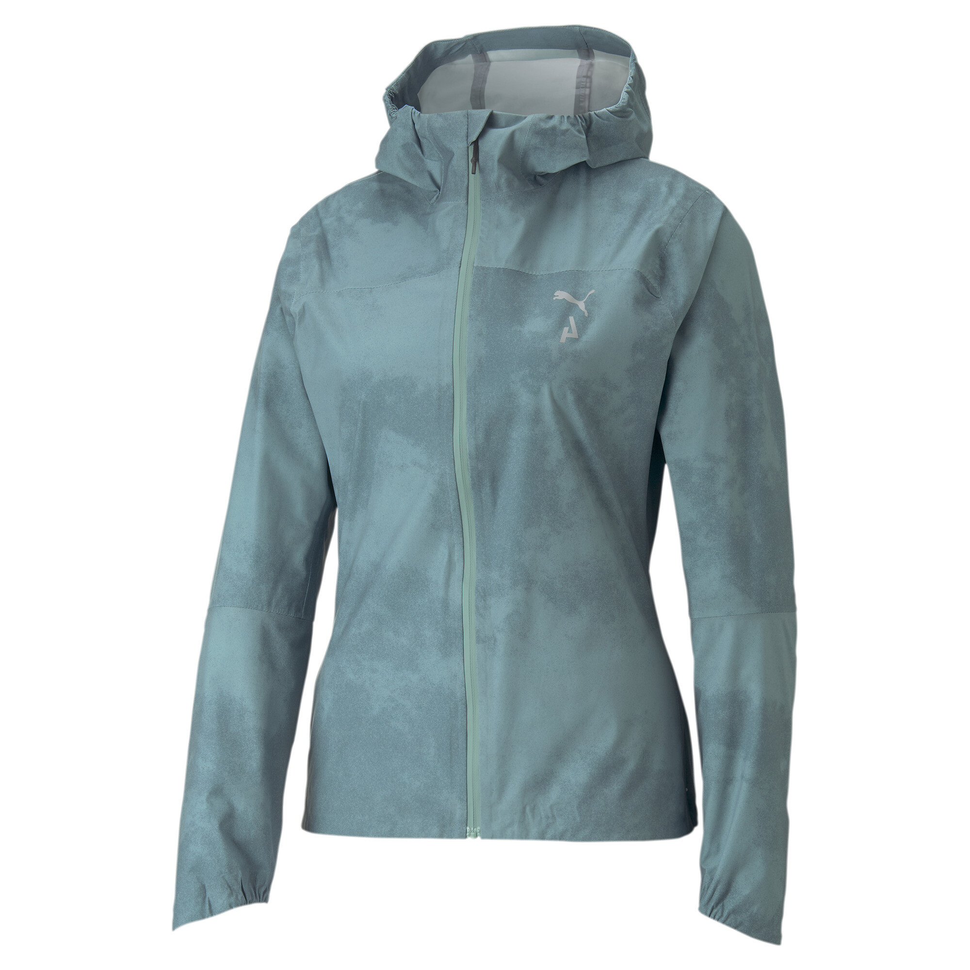 Women's Puma SEASONS Storm CELL Sympa TexÂ® Packable Trail Running Jacket, Gray, Size S, Clothing