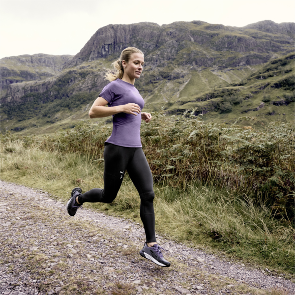 SEASONS Women's coolCELL Trail Running Tee, Purple Charcoal, large-ZAF