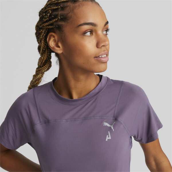 SEASONS Women's coolCELL Trail Running Tee, Purple Charcoal, large-ZAF