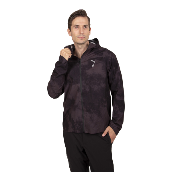 Campera de trail running plegable stormCELL SympaTex® para hombre de la colección SEASONS, PUMA Black-AOP, swatch-ARG