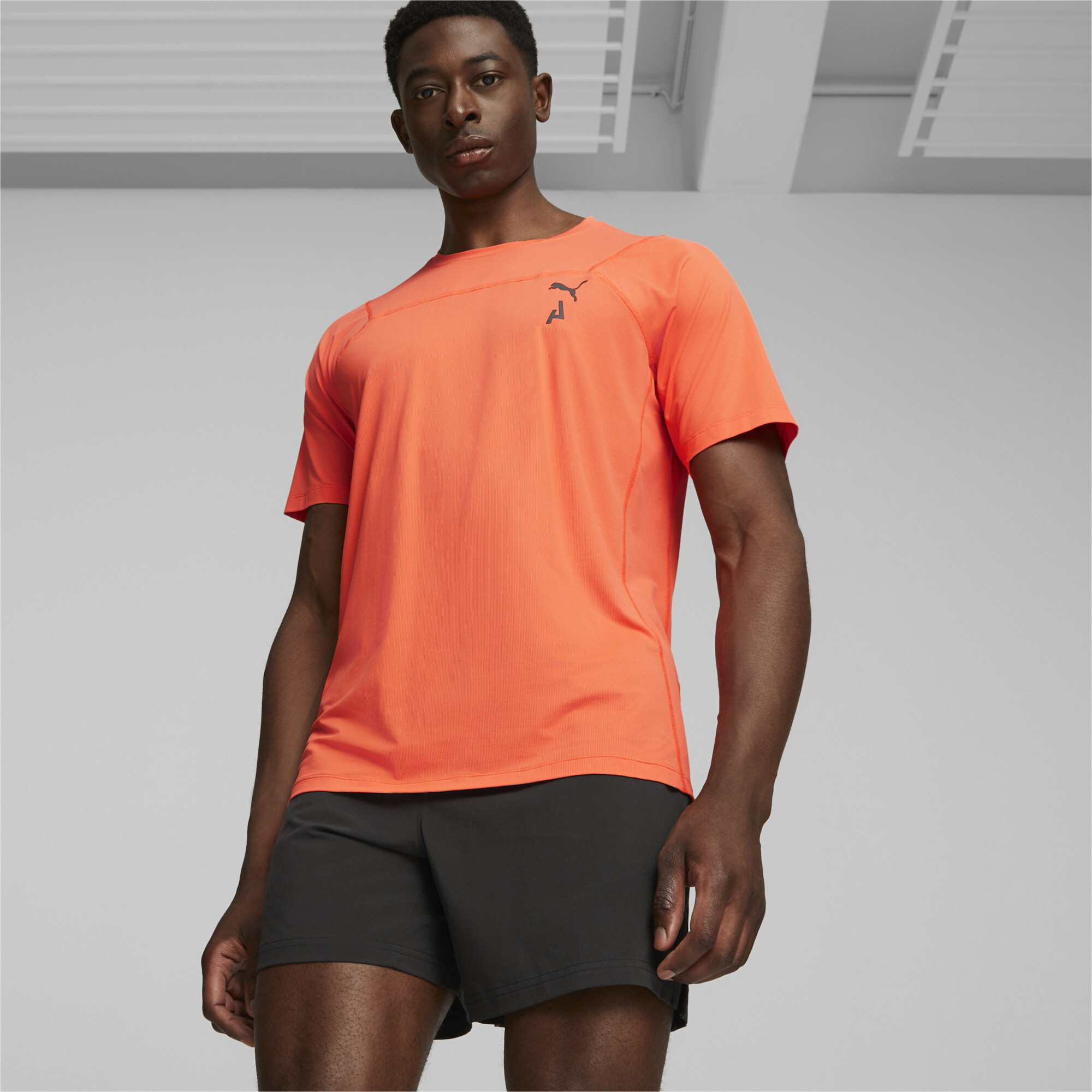 Men's PUMA SEASONS CoolCELL Trail Running T-Shirt In Orange, Size XL