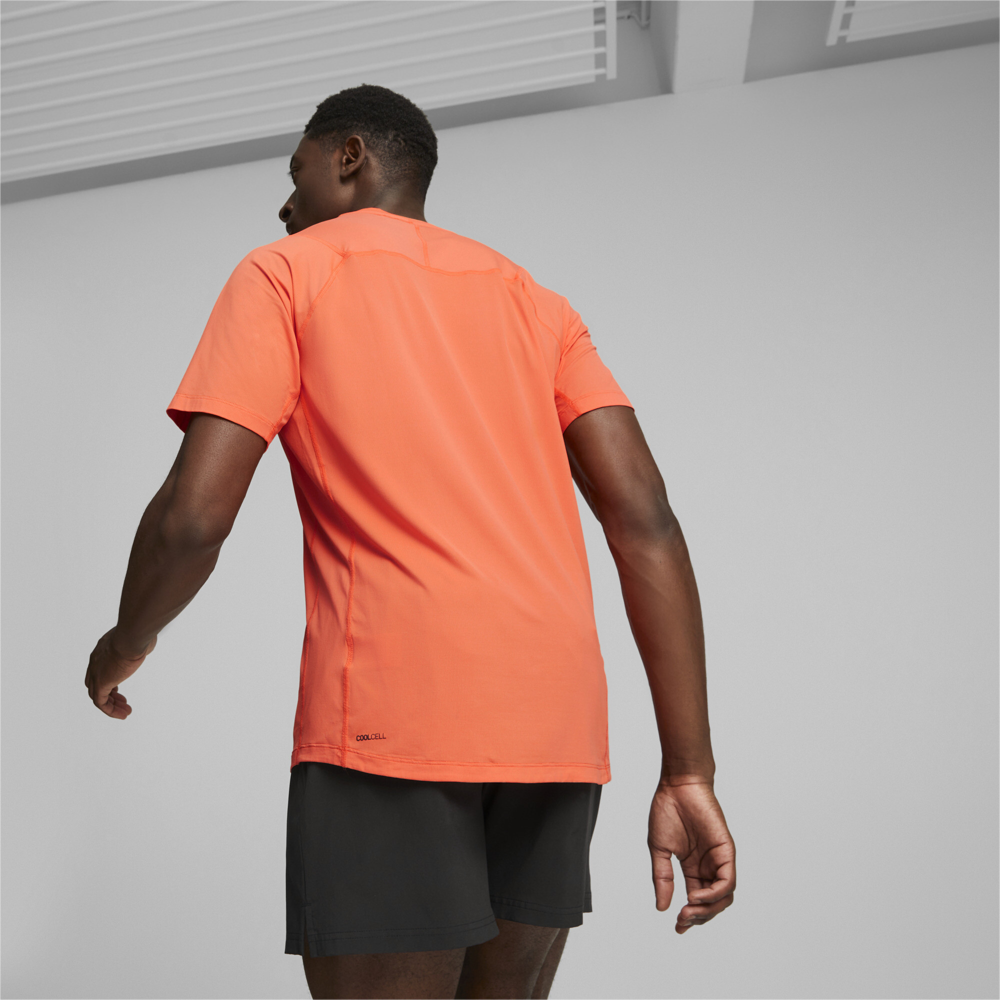 Men's PUMA SEASONS CoolCELL Trail Running T-Shirt In Orange, Size Small