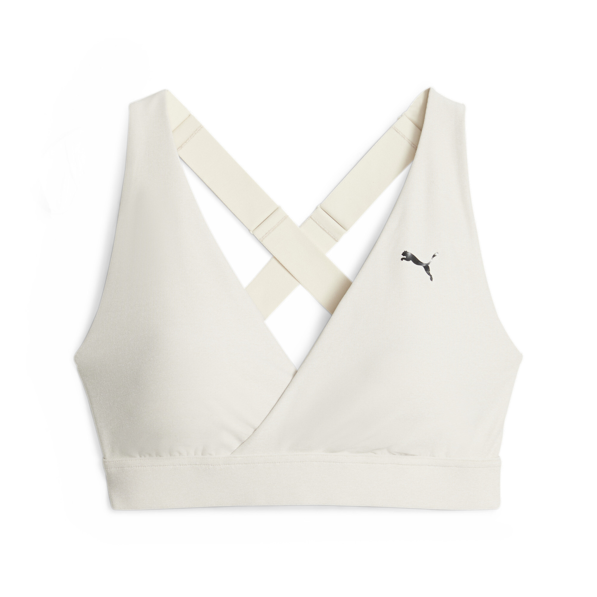 Women's Puma Yogini Mid Impact Crossover Training Bra, White, Size XS, Clothing
