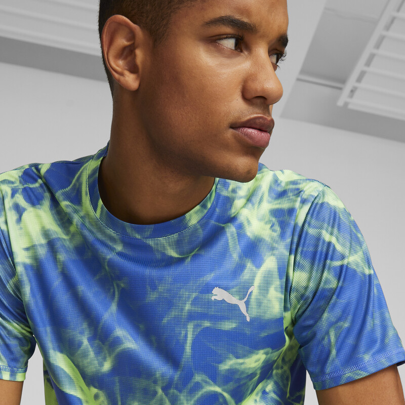 Men's PUMA Run Favorite All Over Print Graphic Running T-Shirt, Blue