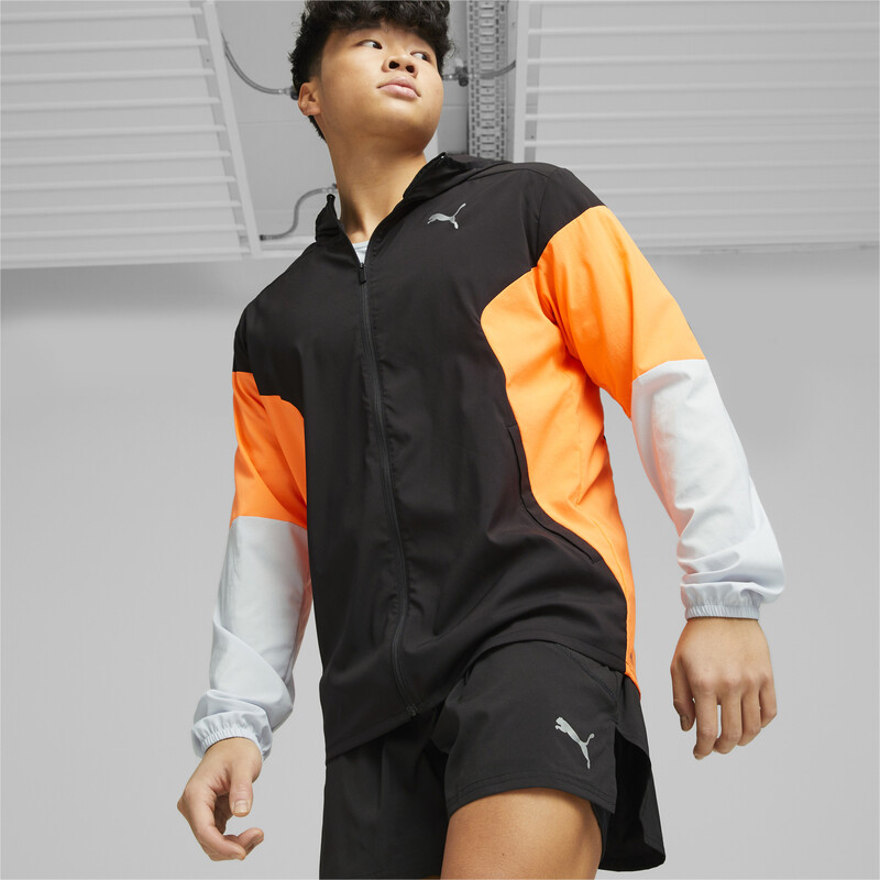 

Men's PUMA Run Lightweight Running Jacket, Black/orange