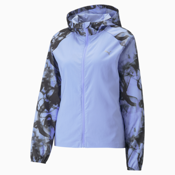 Run Favourite Printed Woven Jacket Women, Elektro Purple-AOP, large-MEX