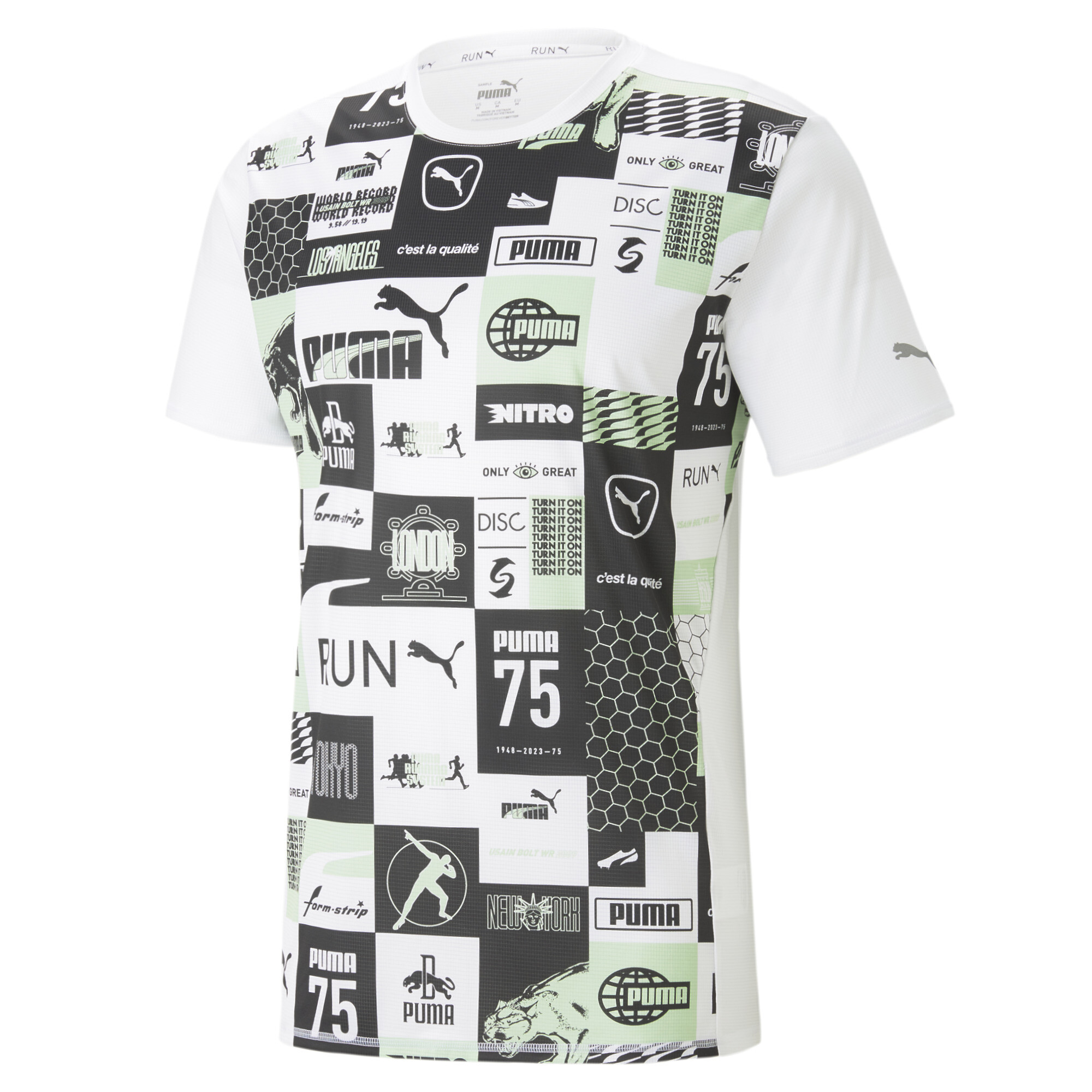 Men's PUMA Run Favourite Printed Running T-Shirt Men In White, Size XS, Polyester