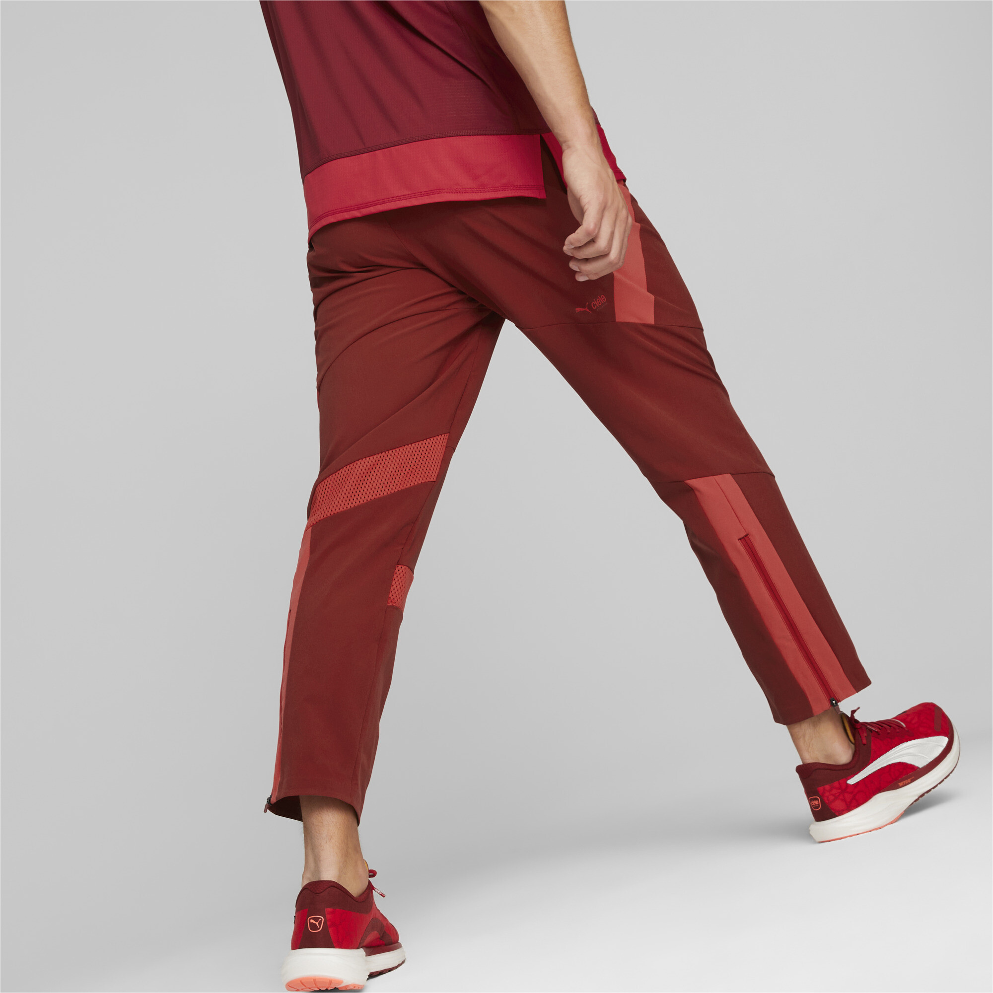 Men's PUMA X CIELE Running Tracksuit Pants In Red, Size Small