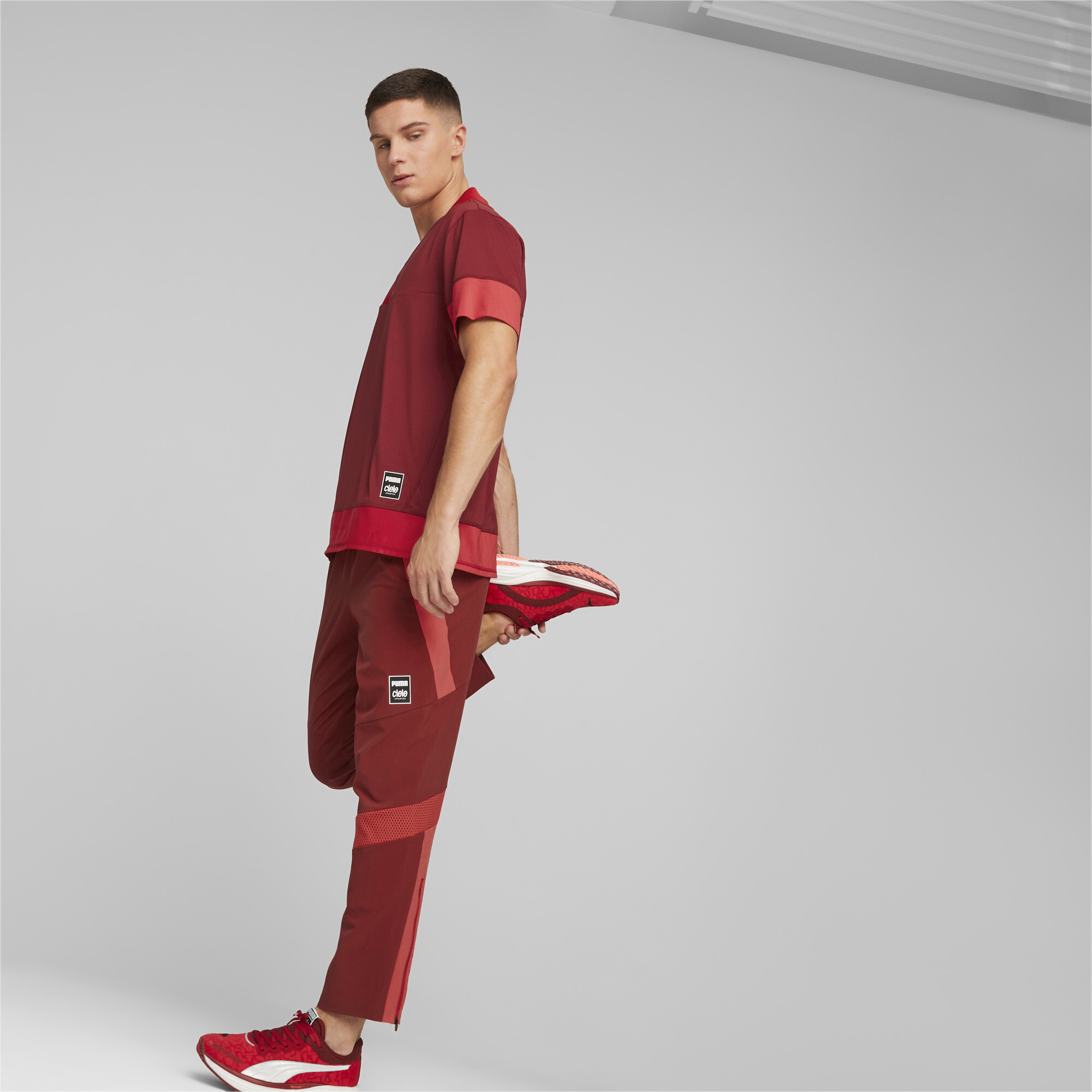 Men's PUMA X CIELE Running Tracksuit Pants In Red, Size XL