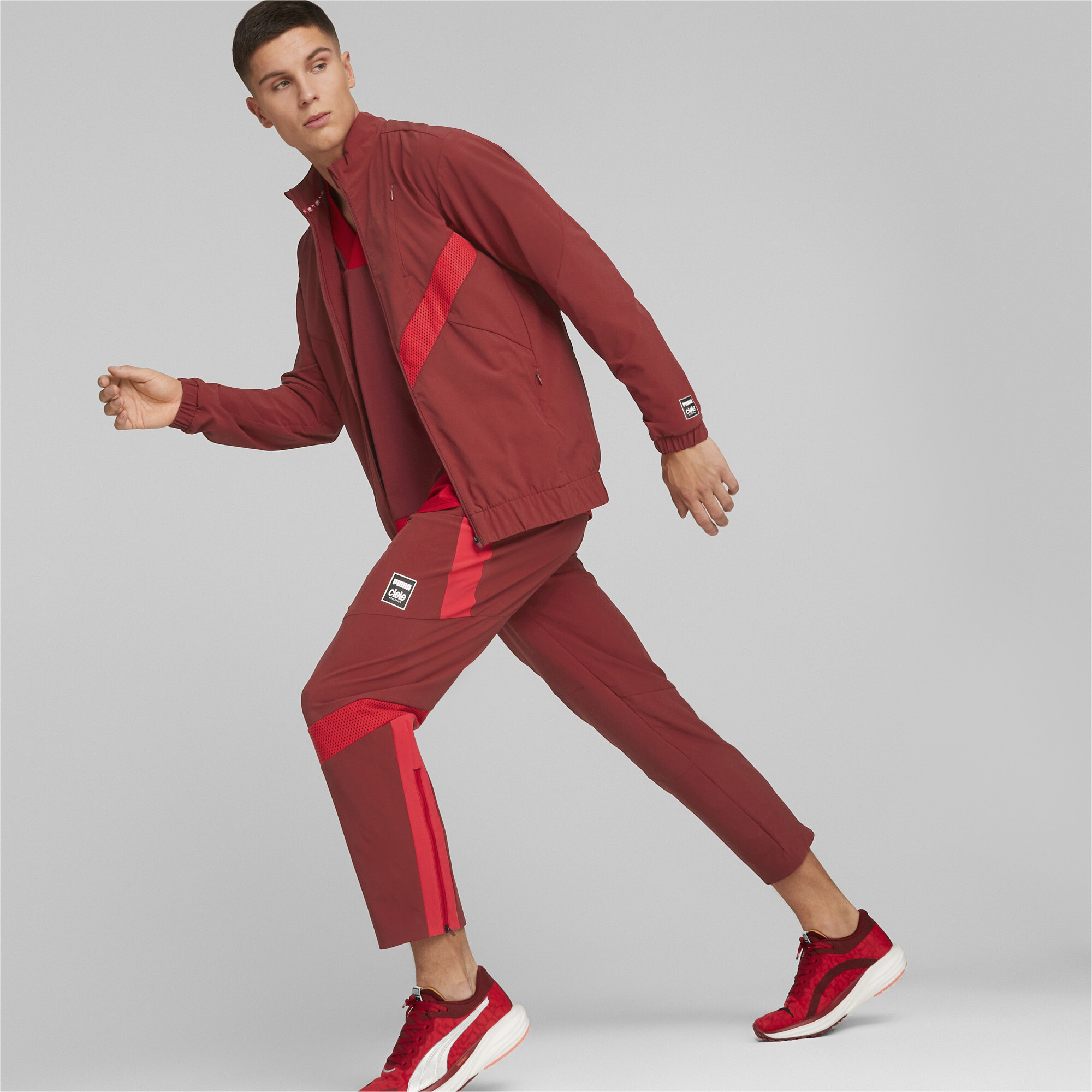Men's PUMA X CIELE Running Tracksuit Jacket In Red, Size Large