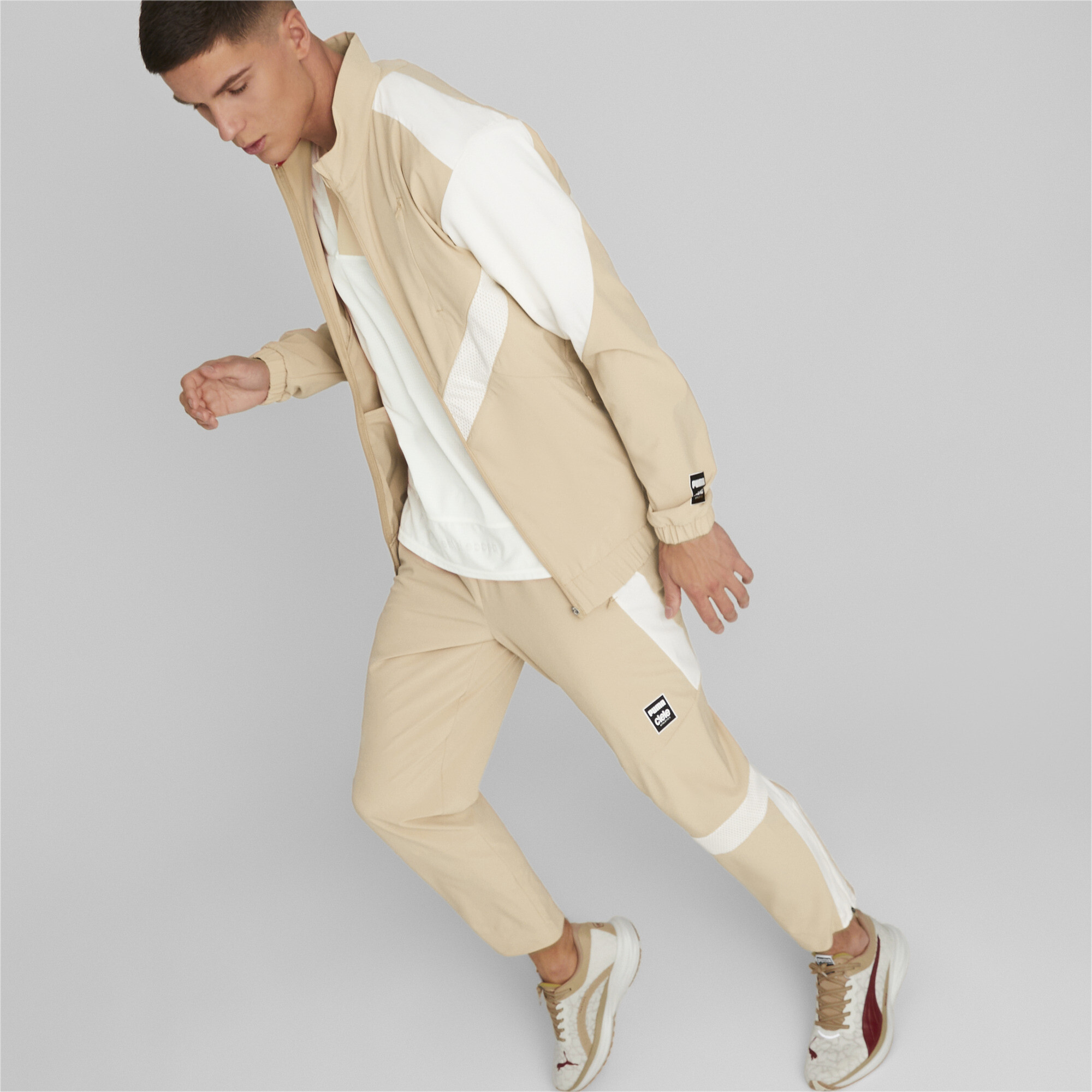 Men's Puma X CIELE Running Tracksuit Jacket, Beige, Size L, Clothing