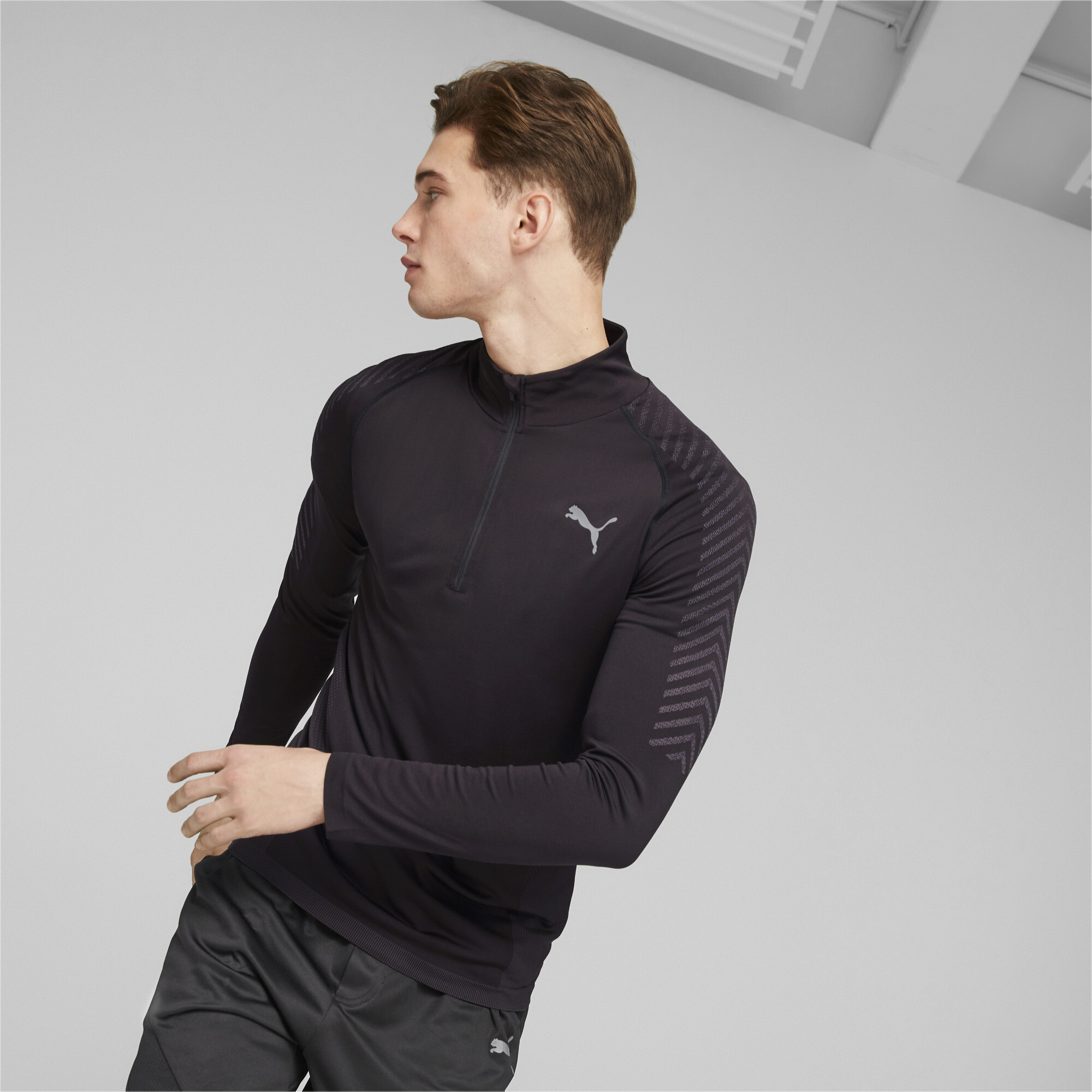 Men's Puma Train Form Knit Half-Zip Training Sweatshirt, Black, Size S, Clothing