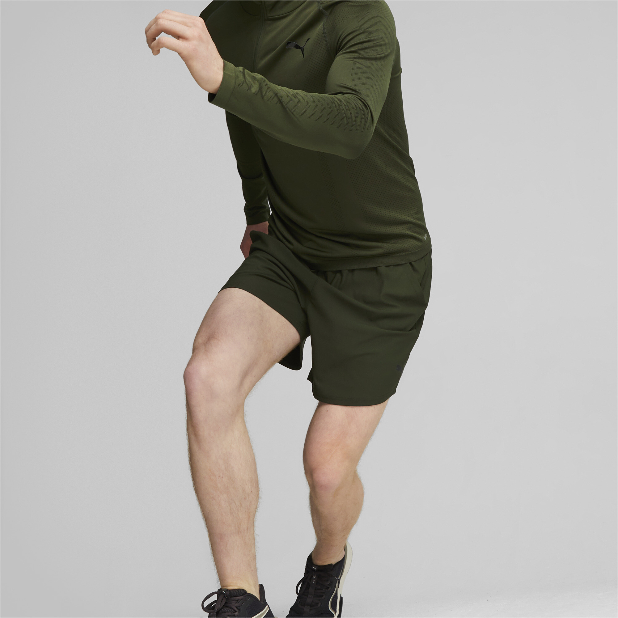 Men's Puma Stretch 5's Training Shorts, Green, Size XXL, Clothing